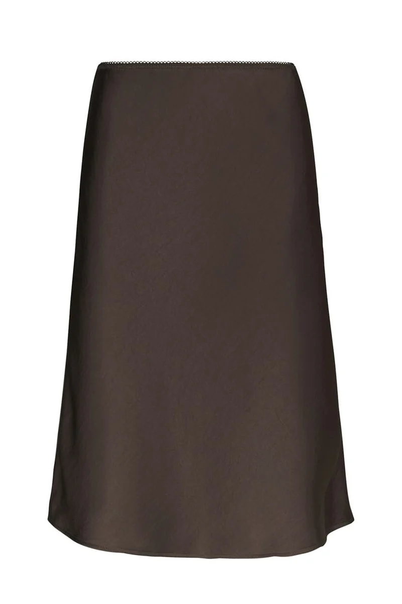 Neo Noir - Mindie Heavy Sateen Skirt 170112 - 676 - Dark Brown