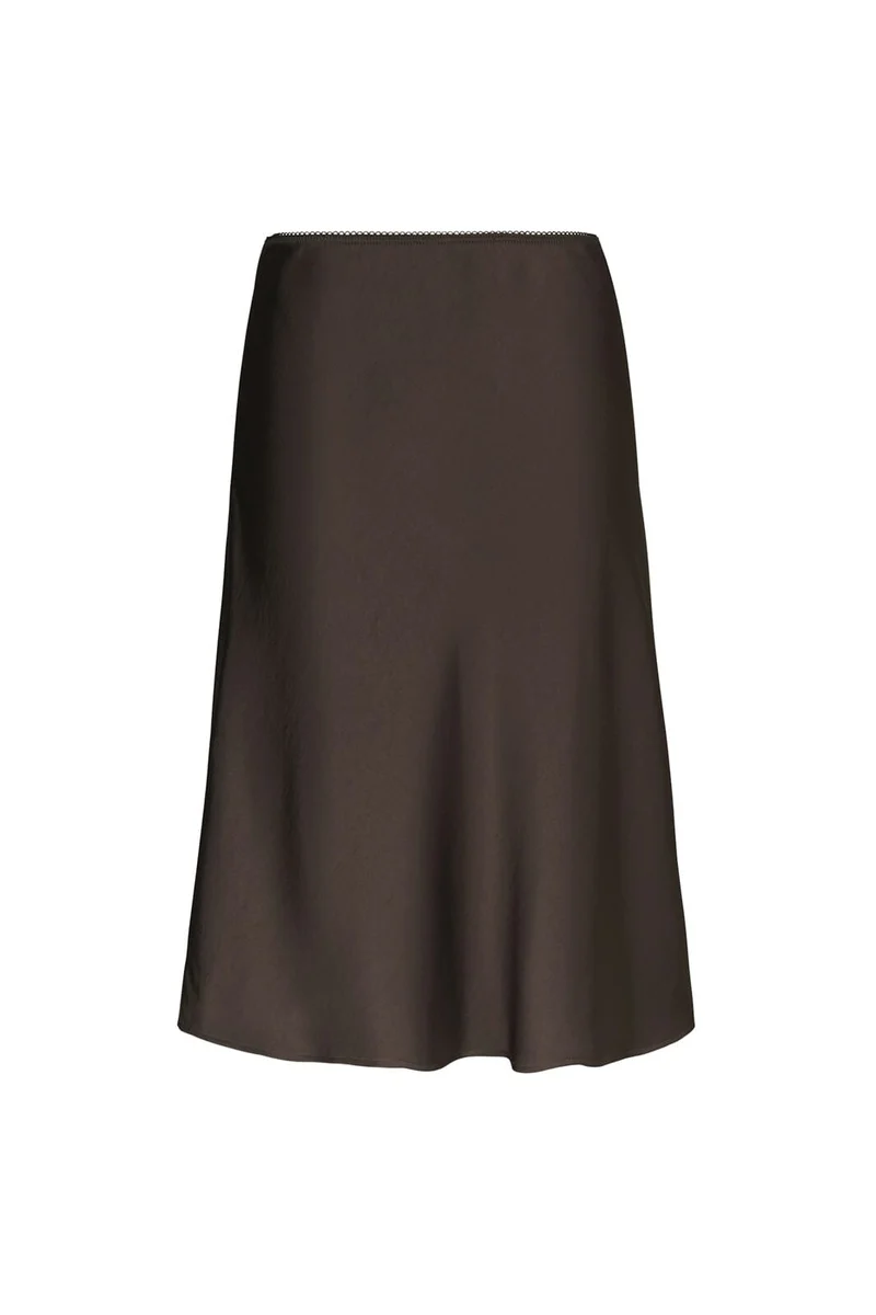 Neo Noir - Mindie Heavy Sateen Skirt 170112 - 676 - Dark Brown