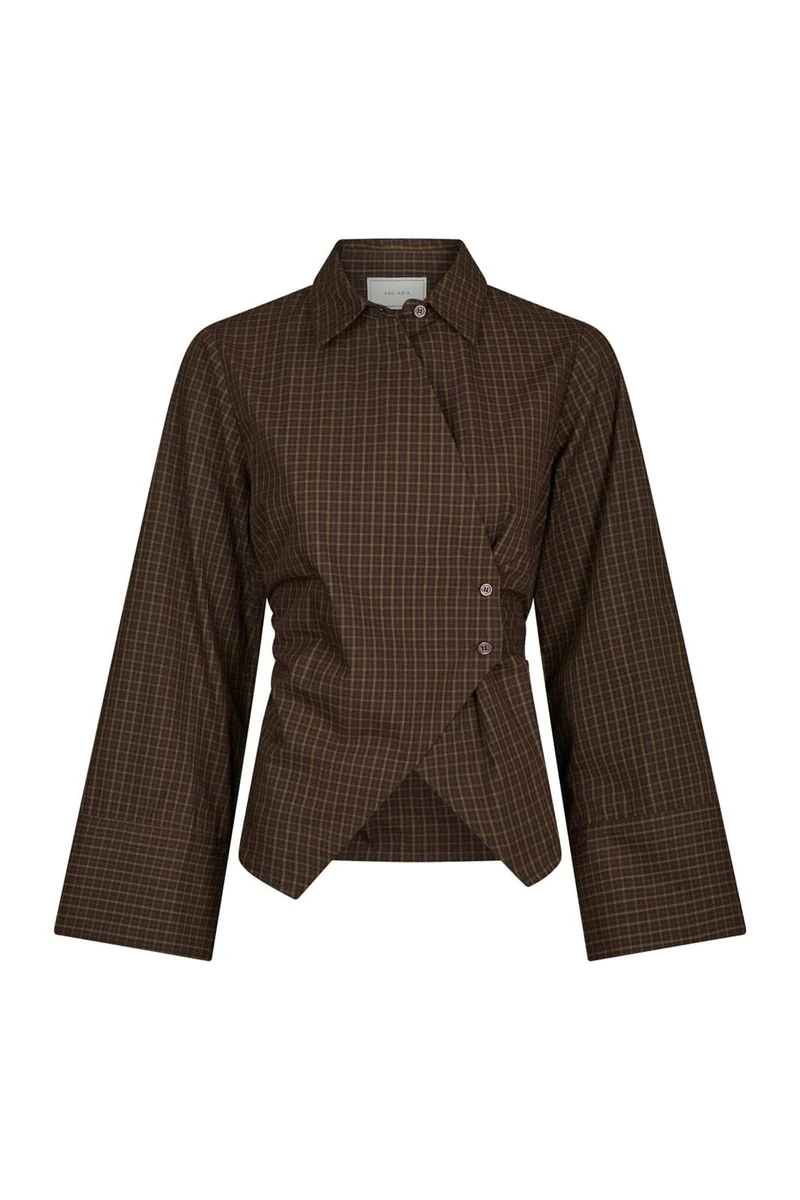 Neo Noir - Fenli Small Check Shirt 170086 - 673 - Aubergine