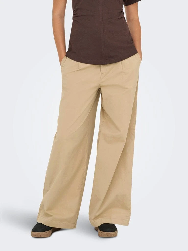 Only - Onlliana X Wide Pleat Pant Ox - 4933750 Travertine