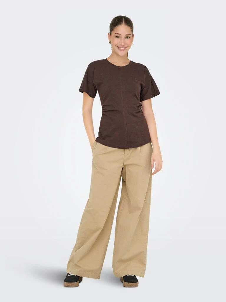 Only - Onlliana X Wide Pleat Pant Ox - 4933750 Travertine