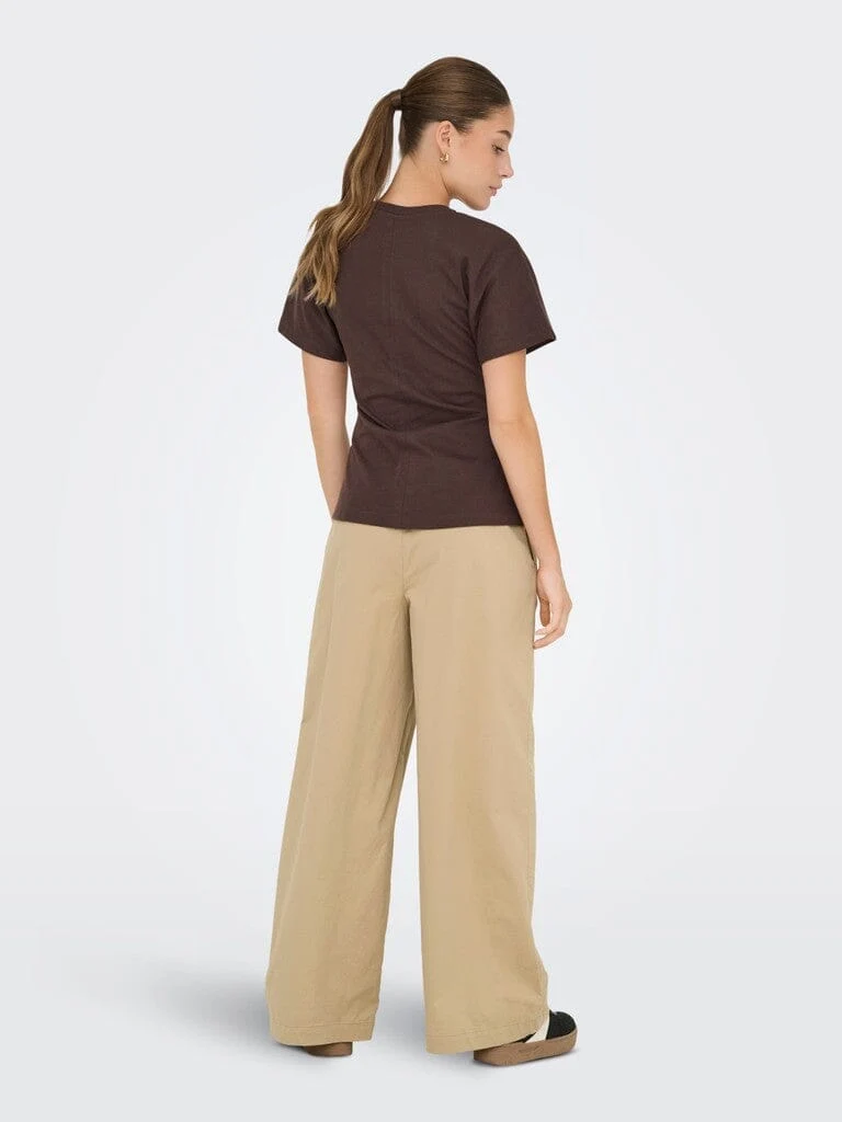 Only - Onlliana X Wide Pleat Pant Ox - 4933750 Travertine