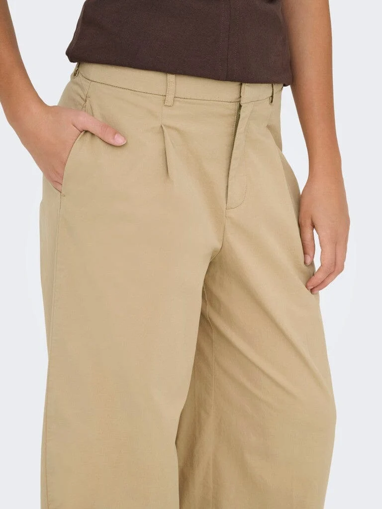 Only - Onlliana X Wide Pleat Pant Ox - 4933750 Travertine