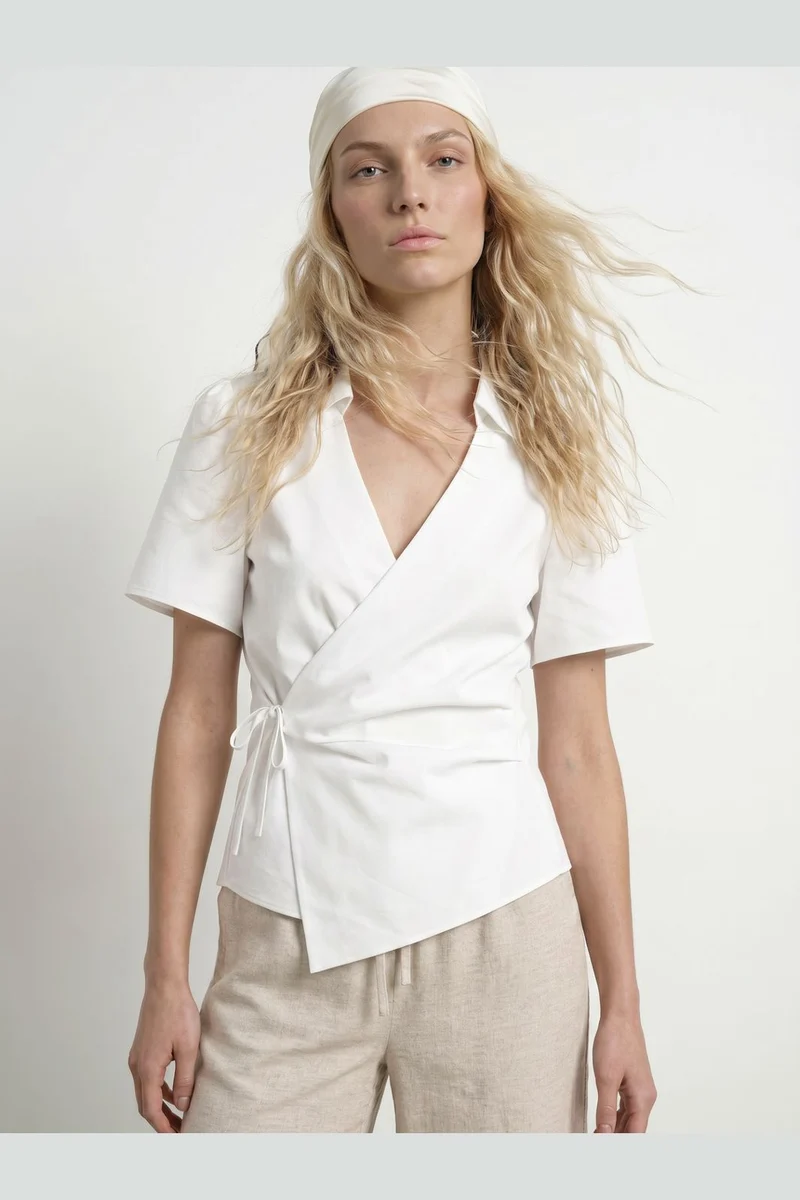 Hypedrop - Hdarlena Ss Wrap Shirt 32001132 - 5242287 - White