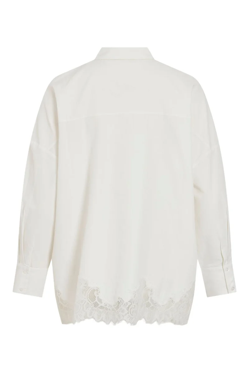 Vila - Viashley Ls Oversized Lace Shirt - 5187741 Snow White White Lace
