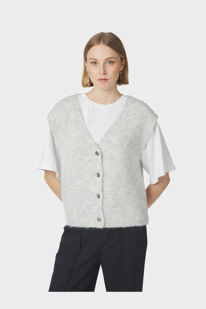 Neo Noir - Xandra Knit Vest 169152 - 131 - Light Grey