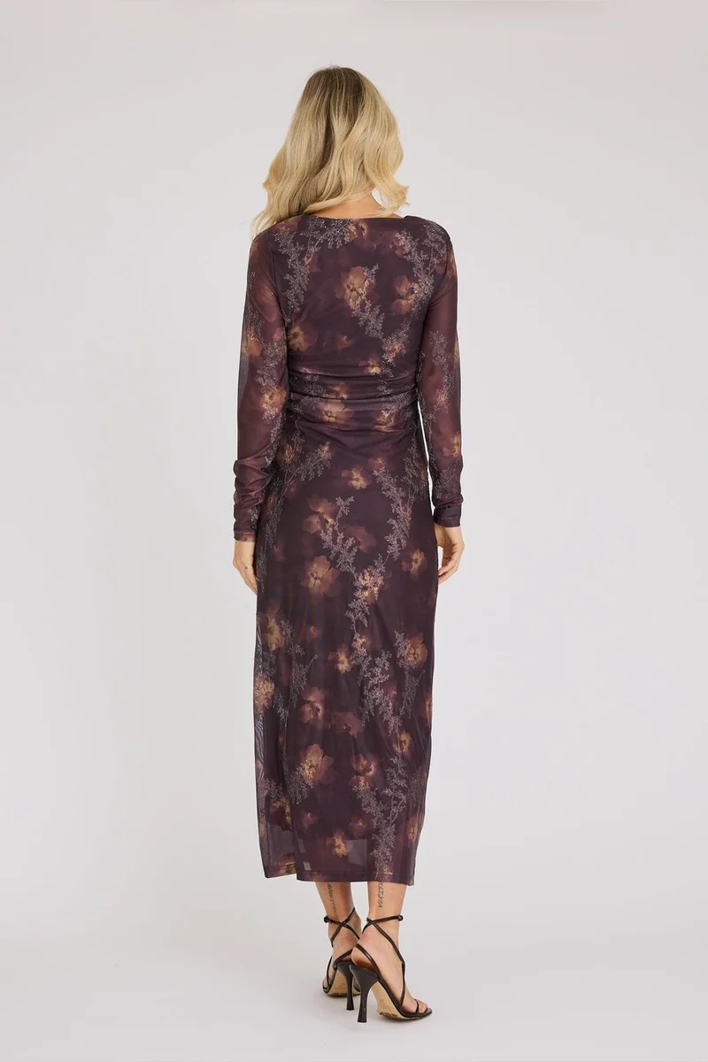 A-View - Belena L/S Dress AV8243 - 156 - Brown/Sand