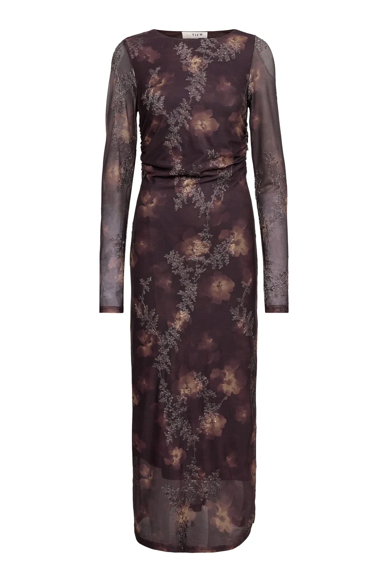 A-View - Belena L/S Dress AV8243 - 156 - Brown/Sand