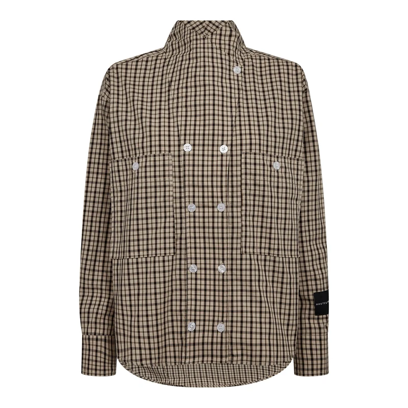 Haute L'Amitié - High Collar Check Shirt HL10839 - Beige