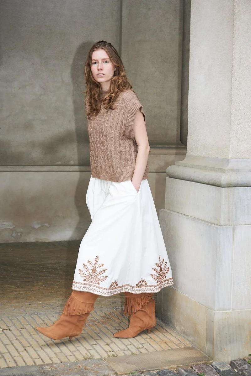 Lollys Laundry - Bristolll Midi Skirt 26462-2041 - 02 - Creme