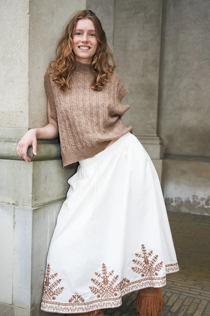 Lollys Laundry - Bristolll Midi Skirt 26462-2041 - 02 - Creme