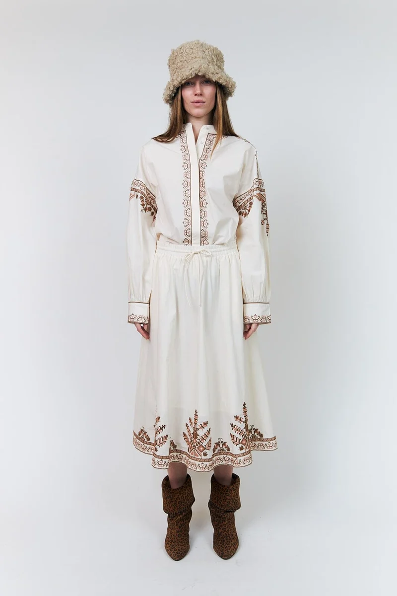 Lollys Laundry - Bristolll Midi Skirt 26462-2041 - 02 - Creme