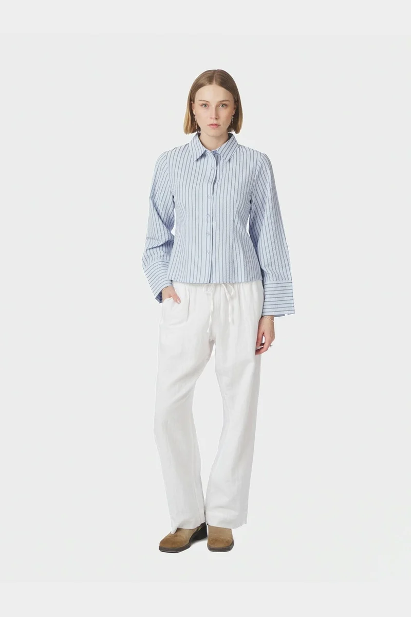 Neo Noir - Rosa Striped Crepe Shirt 169301 - 140 - Blue