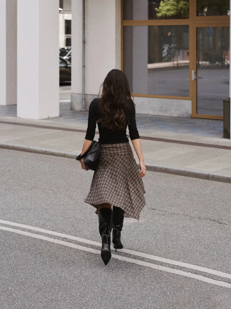 Neo Noir - Sabella Check Skirt 169596 - 980 - Brown Check