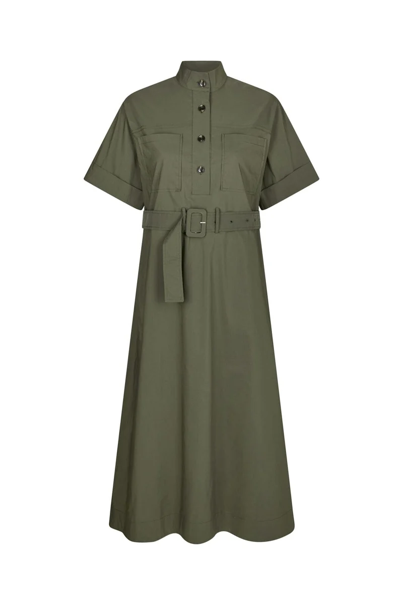 Neo Noir - Cina Poplin Dress 170039 - 151 - Army