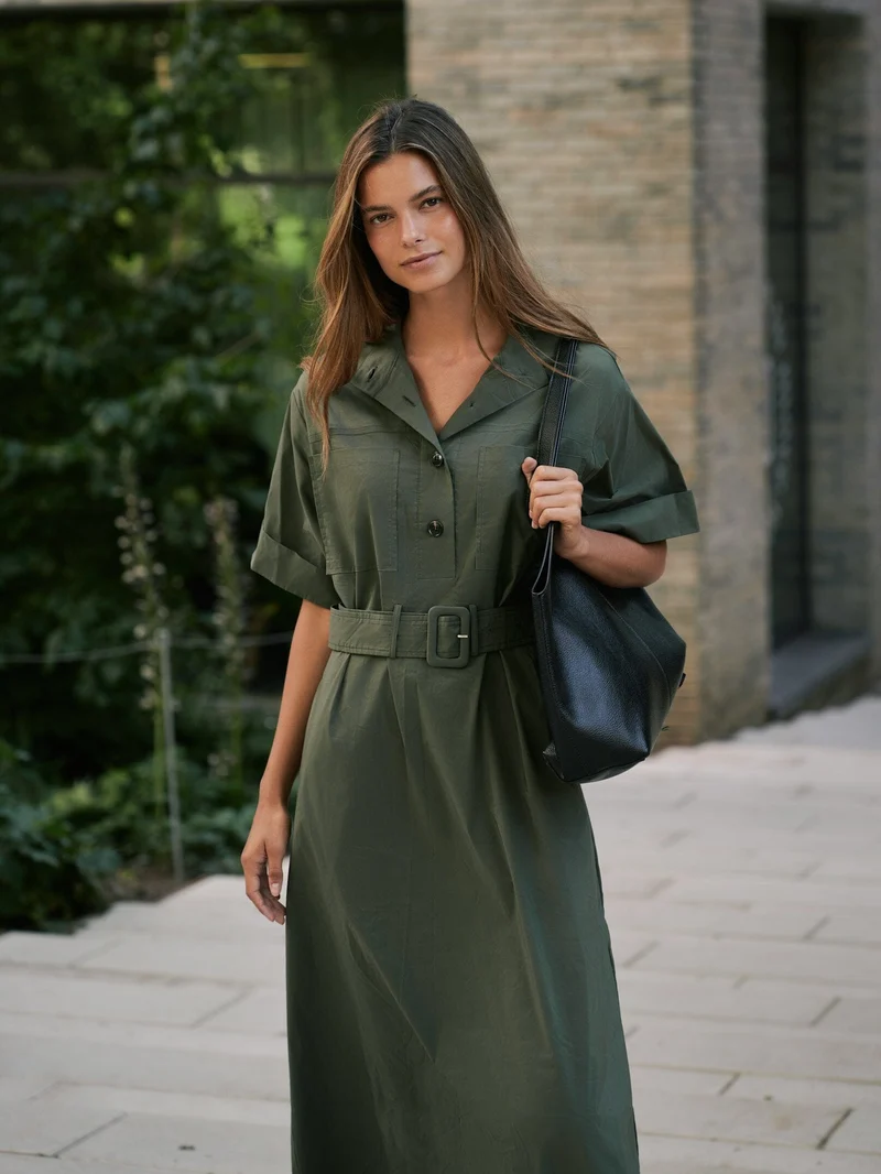 Neo Noir - Cina Poplin Dress 170039 - 151 - Army