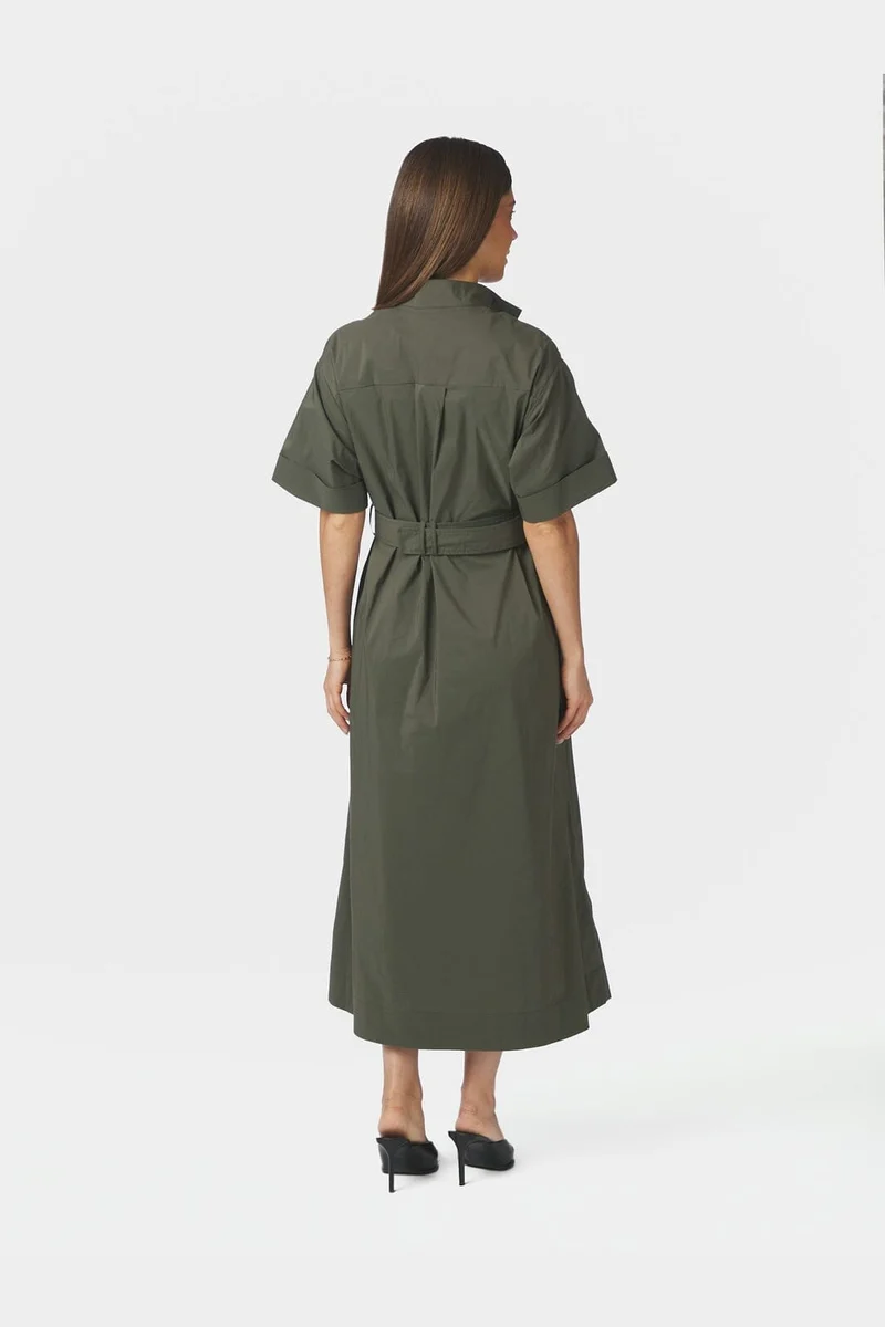 Neo Noir - Cina Poplin Dress 170039 - 151 - Army
