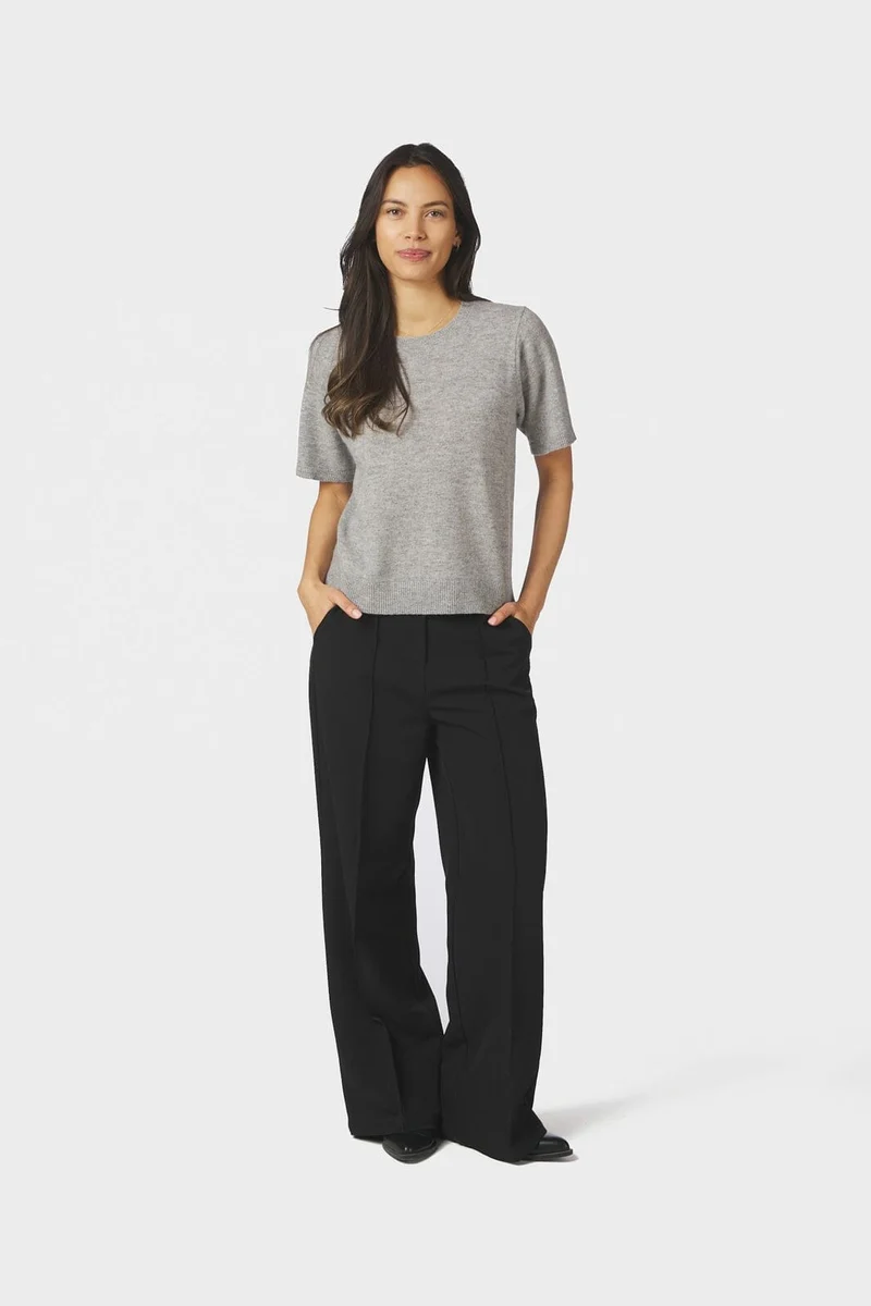 Neo Noir - Missy Wool Knit Tee 167772 - 133 - Grey Melange