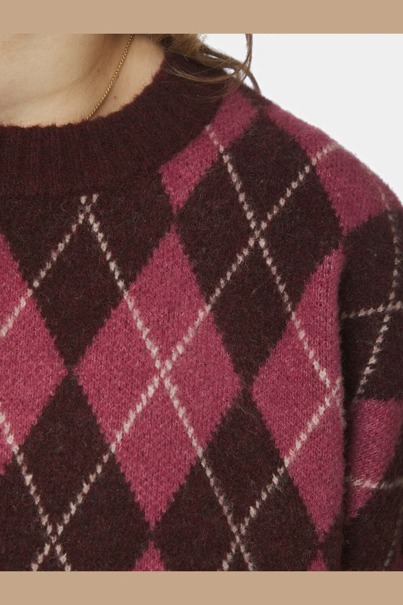Neo Noir - Kick Check Knit Blouse 165204 - 682 - Wine