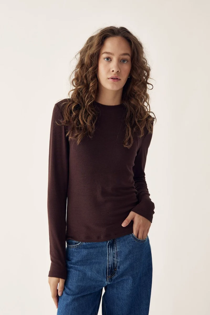 Noella - Lidie Ls Top 14090001 - 1496 - Burgundy Melange