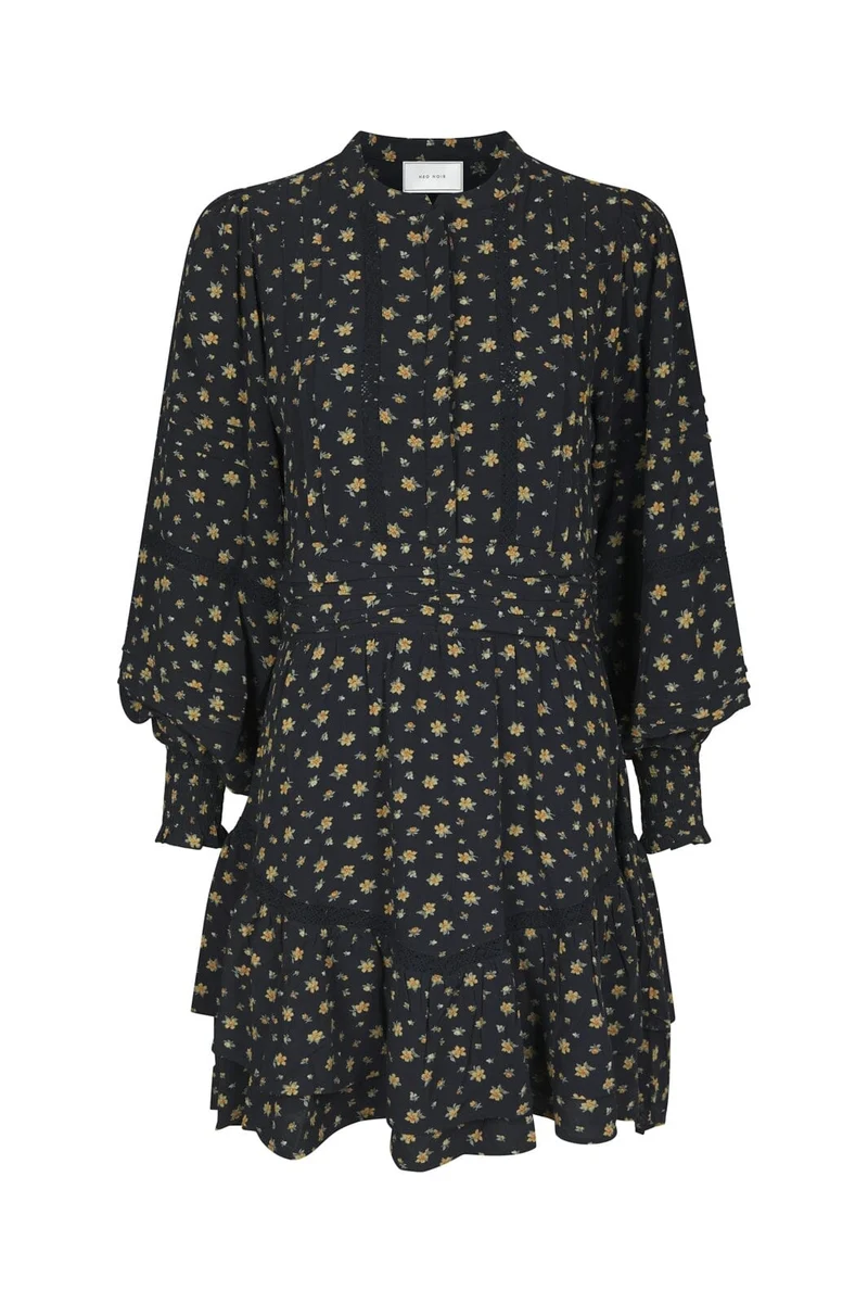 Neo Noir - Roberta Small Flower Dress 170527 - 100 - Black