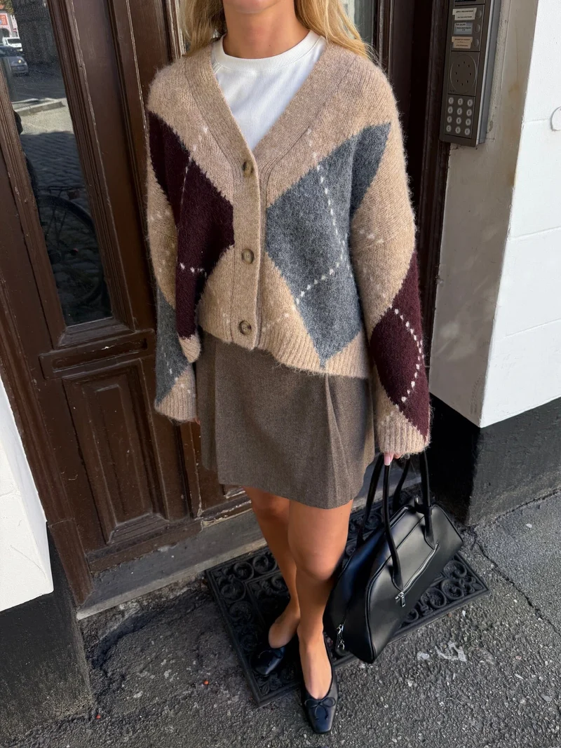 Noella - N-Maybelle Skirt 16180002 - 1488 - Brown Herringbone