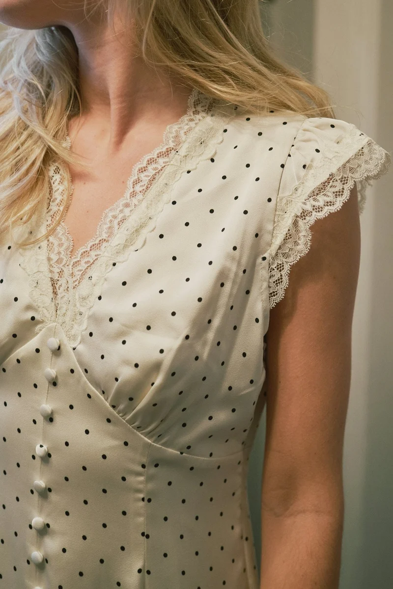 Neo Noir - Aniella Dot Dress 167777 - 122 - Creme