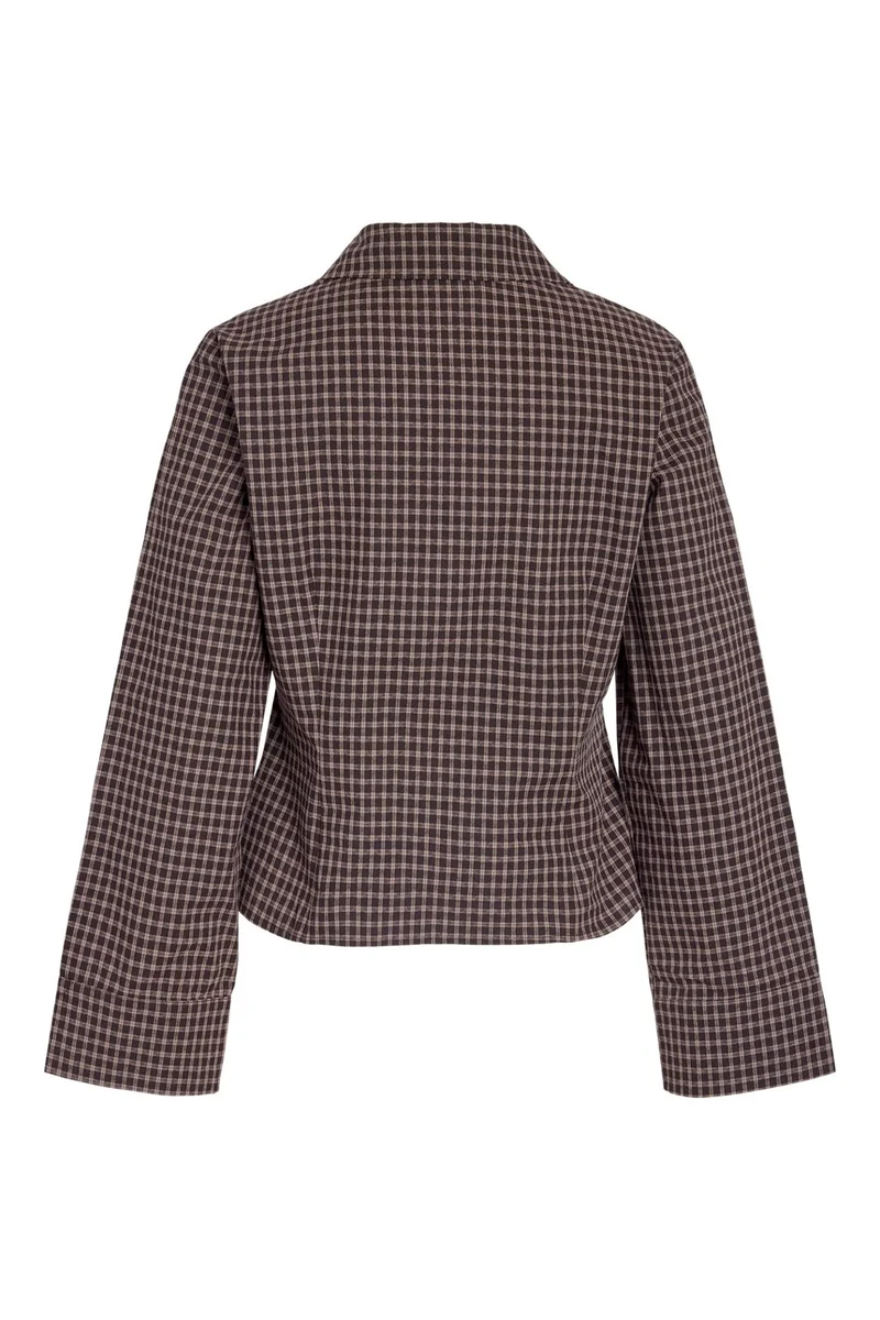 Noisy May - Nmtrix L/S Hook Check Shirt Tnt/17 - 5185486 Chocolate Brown Beige