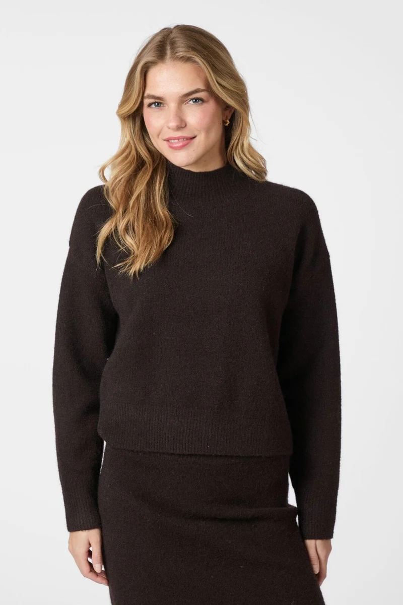 Neo Noir - Paulina Knit Blouse 159703 - 676 - Dark Brown
