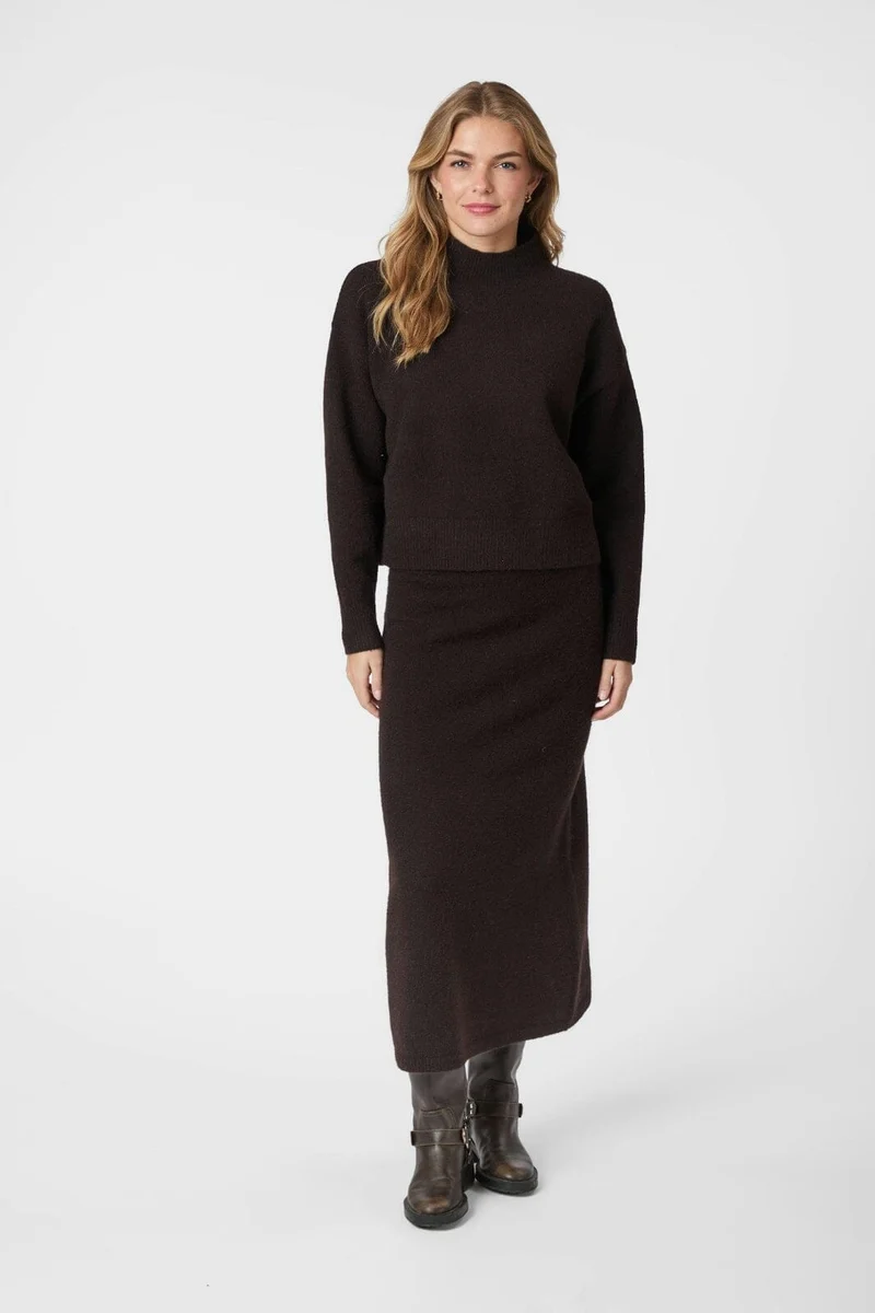 Neo Noir - Paulina Knit Blouse 159703 - 676 - Dark Brown