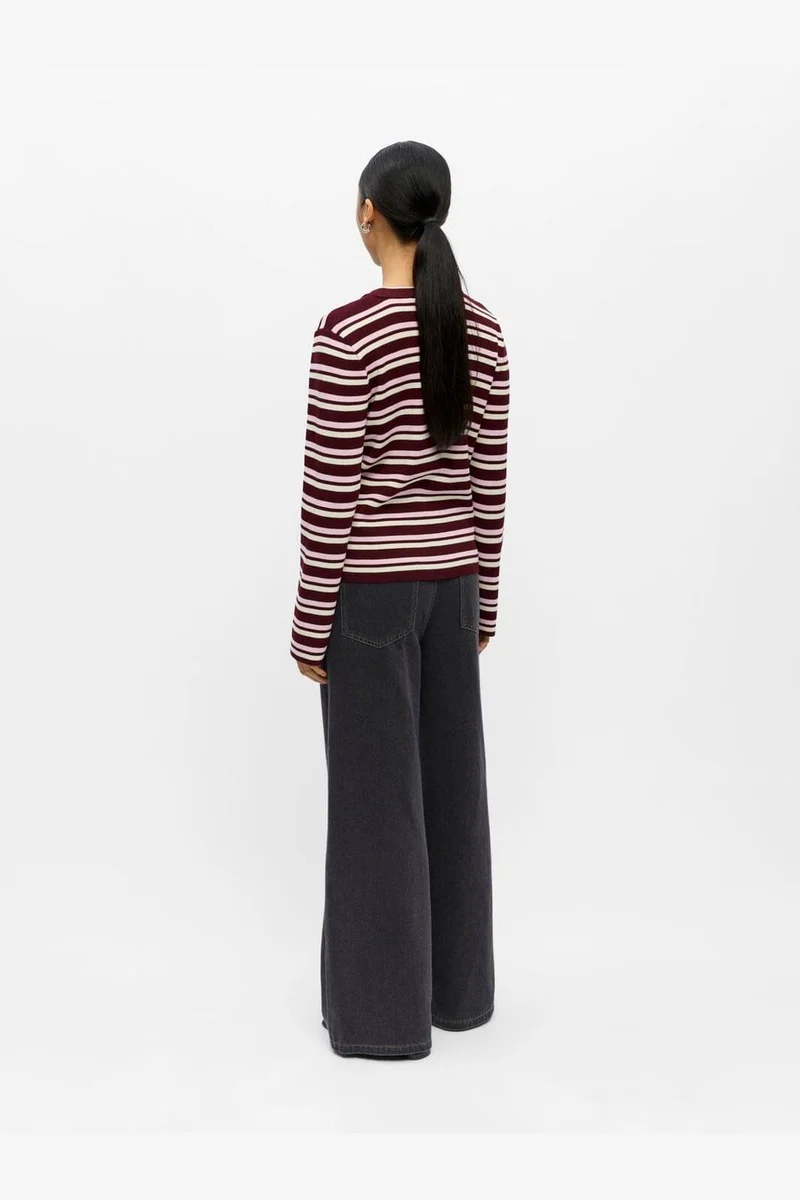 Object - Objester L/S Re Knit Pullover - 5162428 Windsor Wine Roseate Spoonbill + Birch