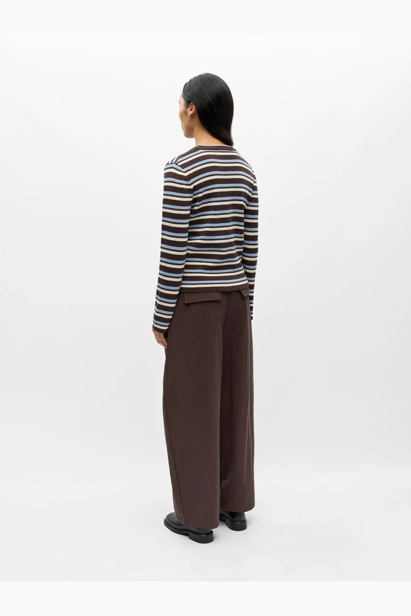 Object - Objester L/S Re Knit Pullover - 5162427 Seal Brown Serenity + Birch