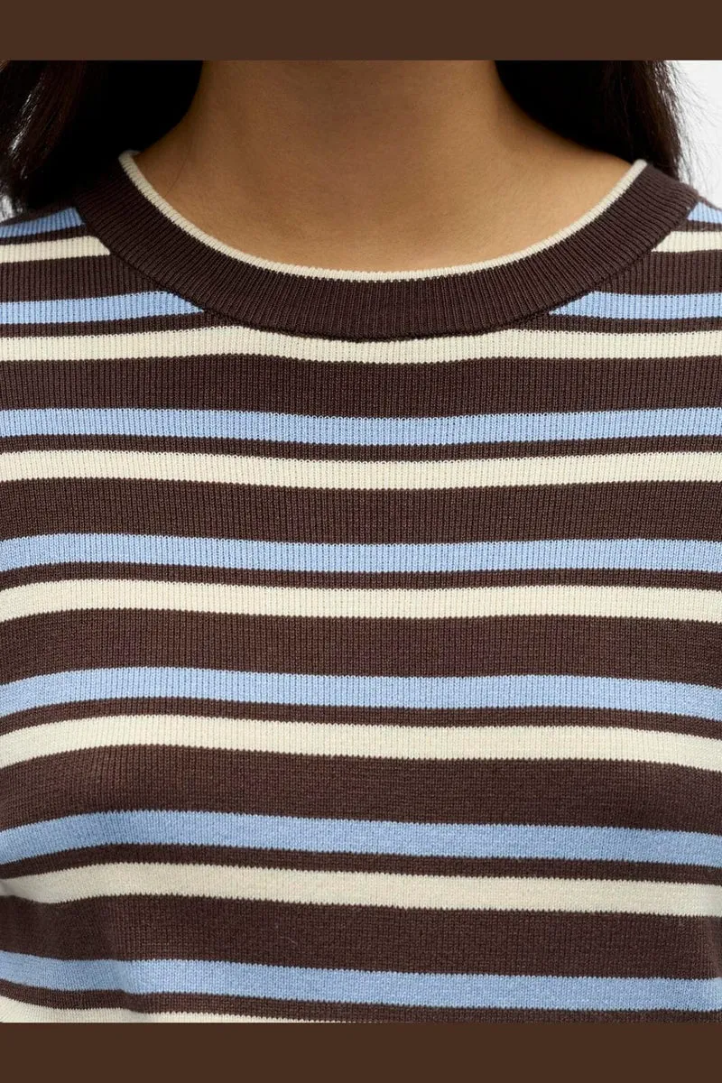 Object - Objester L/S Re Knit Pullover - 5162427 Seal Brown Serenity + Birch