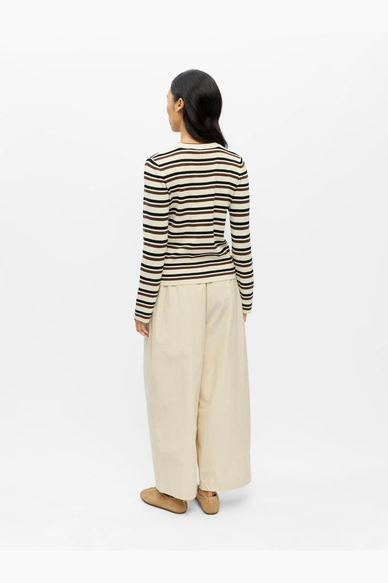 Object - Objester L/S Re Knit Pullover - 5162426 Birch Black + Carafe