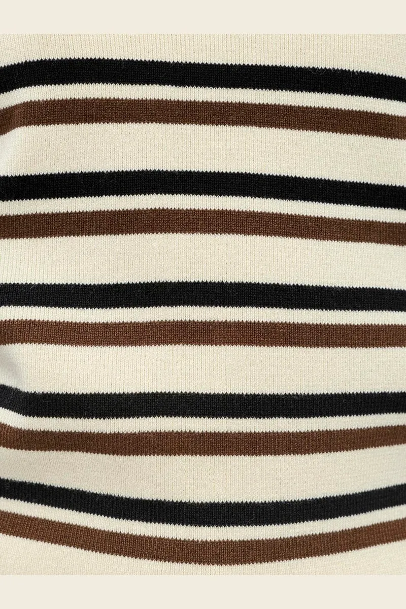 Object - Objester L/S Re Knit Pullover - 5162426 Birch Black + Carafe