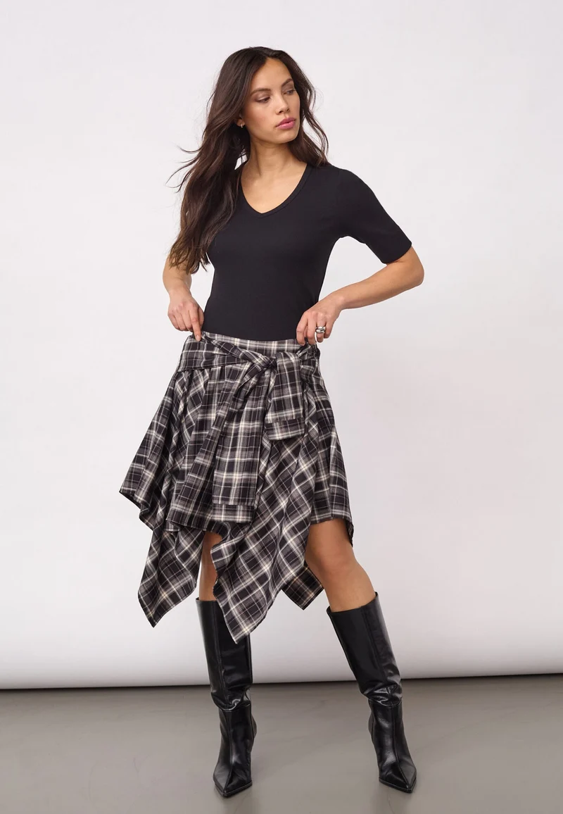 Co´Couture - Dagnycc Check Tie Skirt 500069 - 65001 - Black