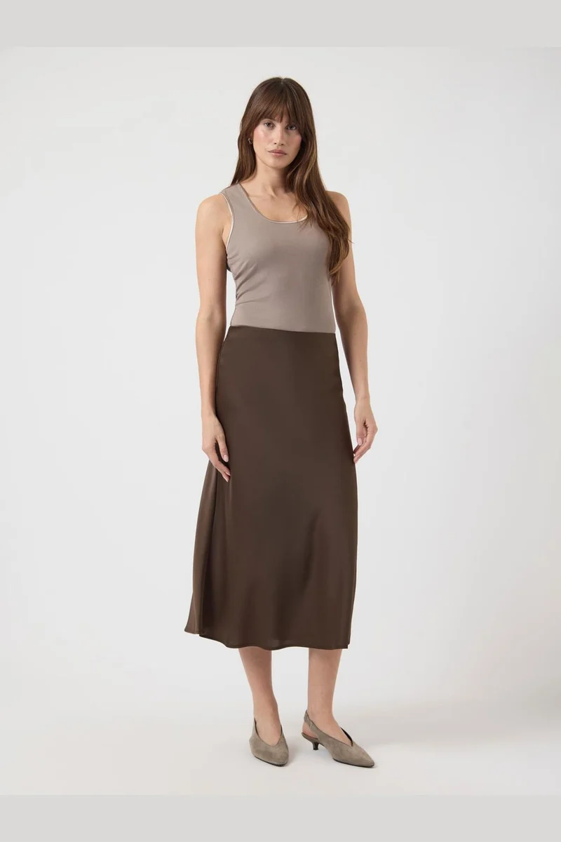 Yas - Yaspella Midi Skirt - 4961525 Chocolate Brown