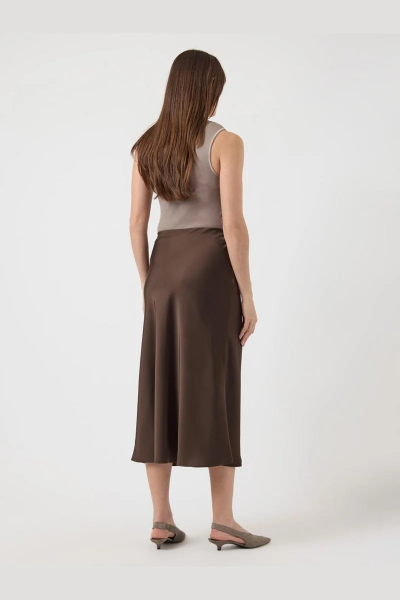 Yas - Yaspella Midi Skirt - 4961525 Chocolate Brown