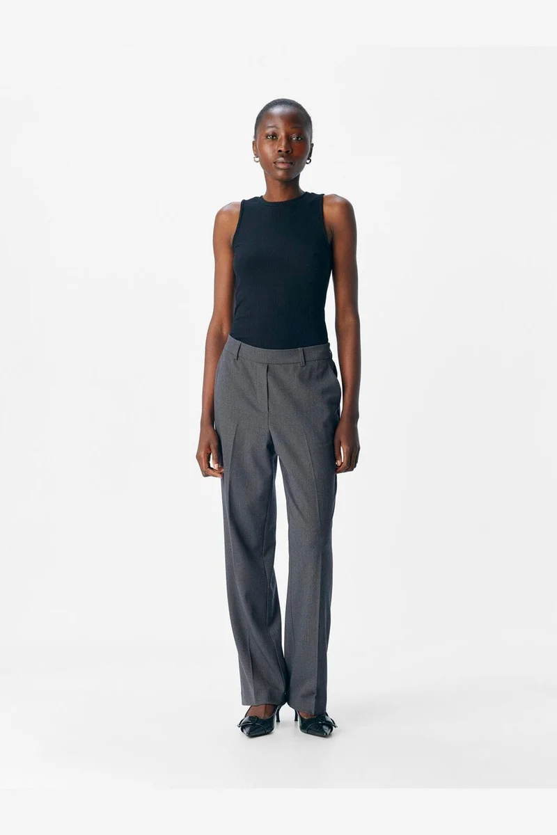 Object - Objlisa Straight Pant - 4886360 Medium Grey Melange