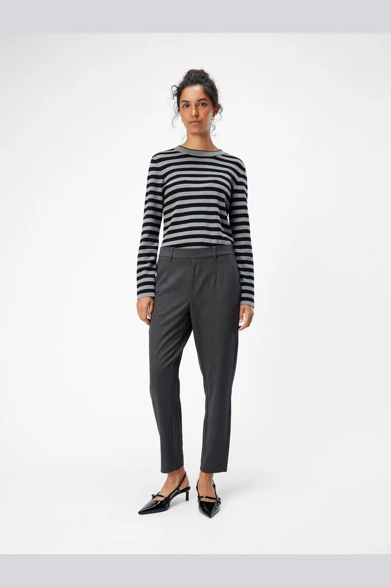 Object - Objlisa Slim Pant - 4637386 Medium Grey Melange