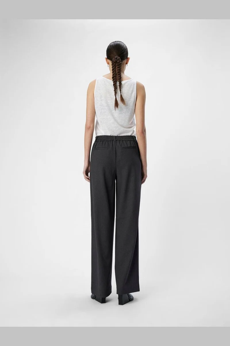 Object - Objlisa Wide Pant - 4637387 Medium Grey Melange