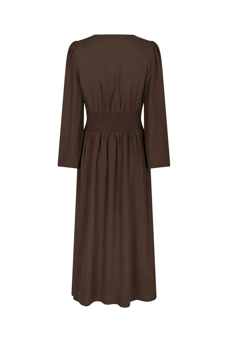 Neo Noir - Annelie Solid Crepe Dress 169135 - 676 - Dark Brown
