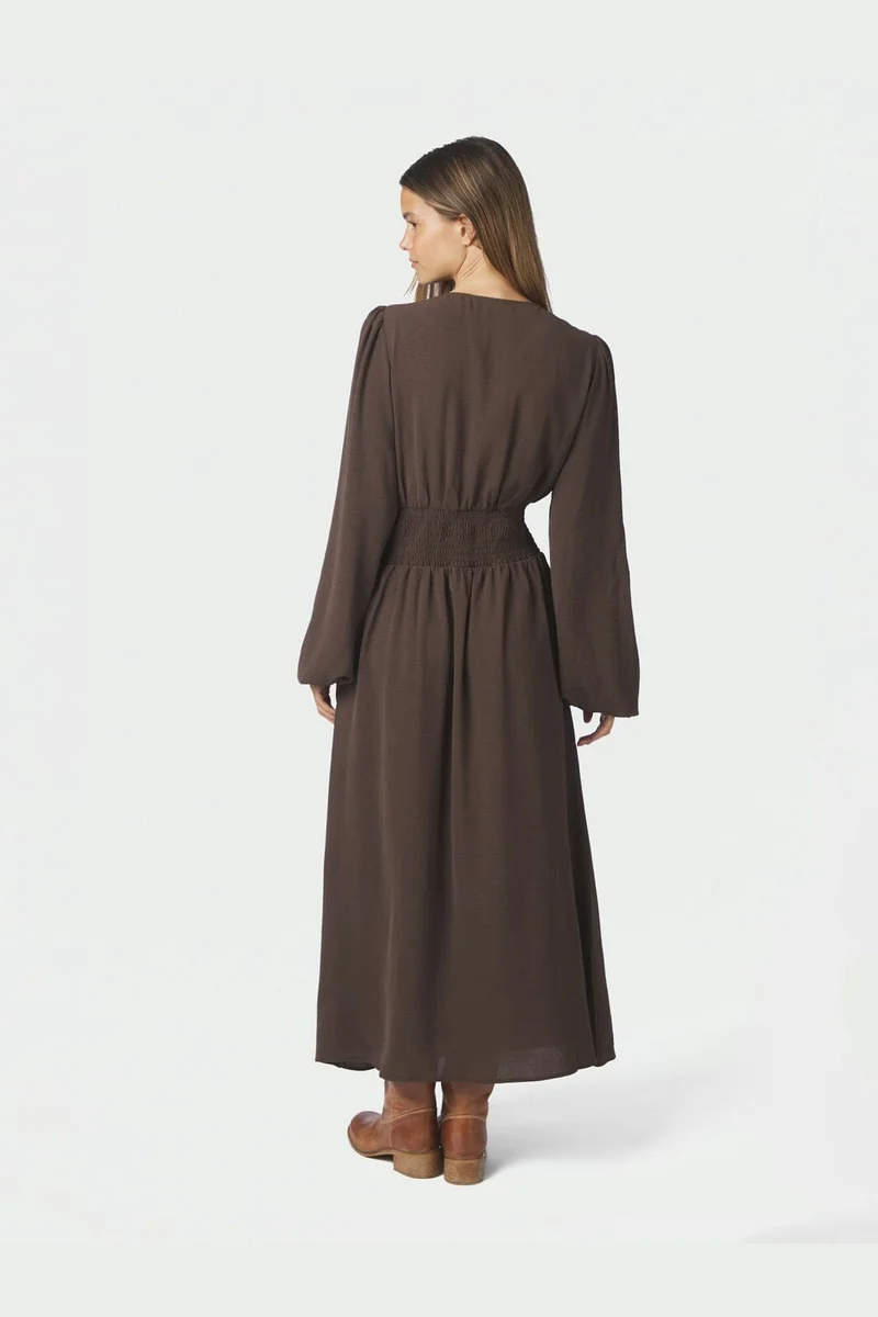 Neo Noir - Annelie Solid Crepe Dress 169135 - 676 - Dark Brown