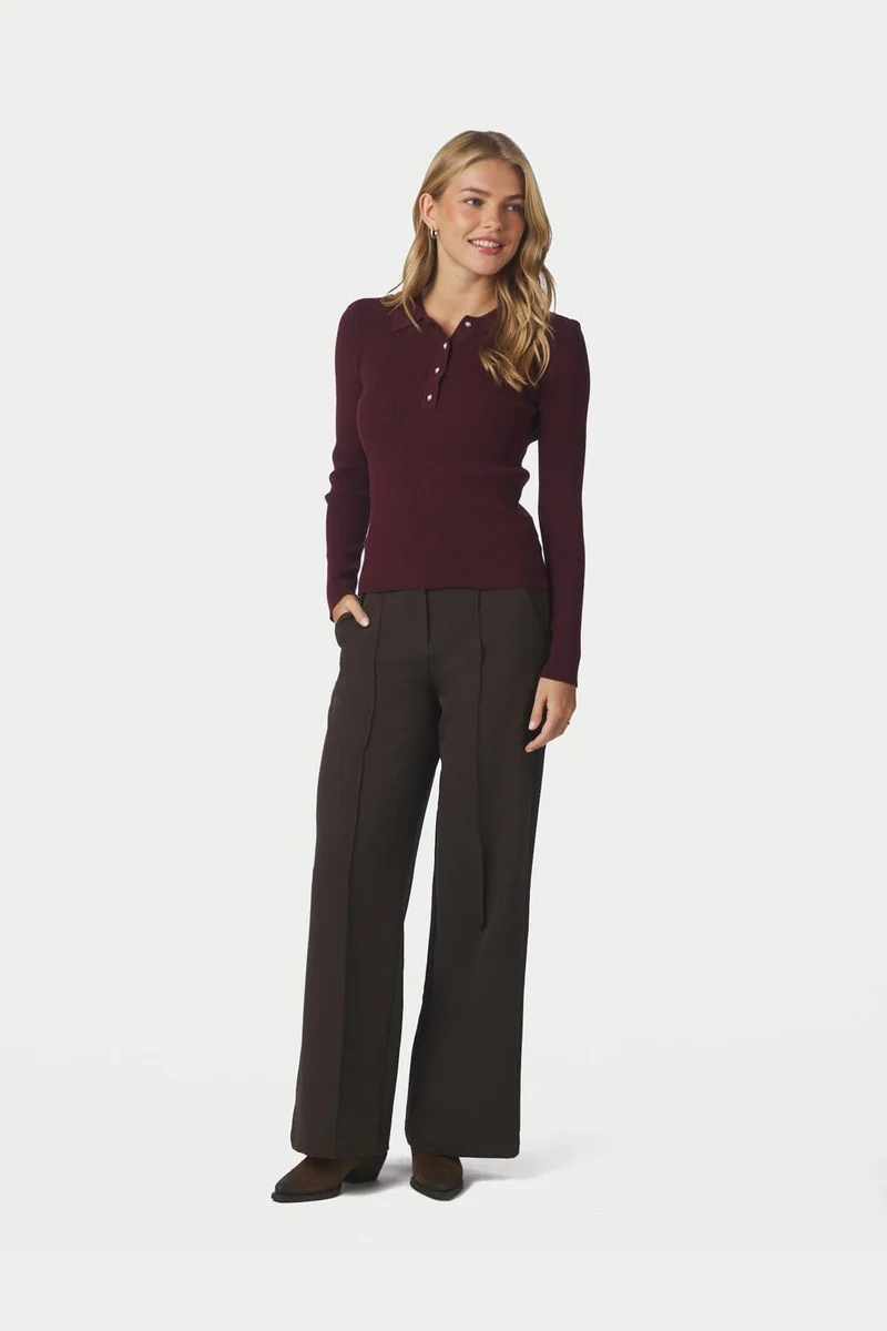 Neo Noir - Panama Knit Blouse 164017 - 682 - Wine