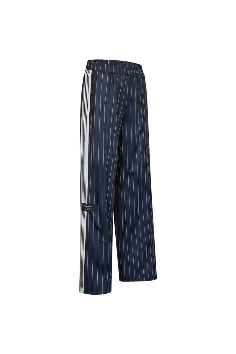 Haute L'Amitié - Baggy Pin Stripe Track Tall Pants Hl10578 - Navy