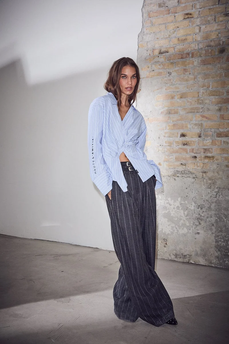 Haute L'Amitié - Nina Strap Shirt HL10795 - Pale Blue Stripe