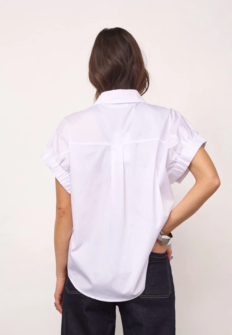 Co´Couture - Poppycc Elastic Cuff Ss Shirt 500053 - 10001 - White
