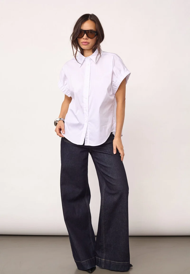Co´Couture - Poppycc Elastic Cuff Ss Shirt 500053 - 10001 - White
