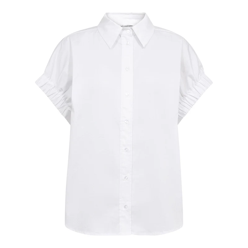 Co´Couture - Poppycc Elastic Cuff Ss Shirt 500053 - 10001 - White