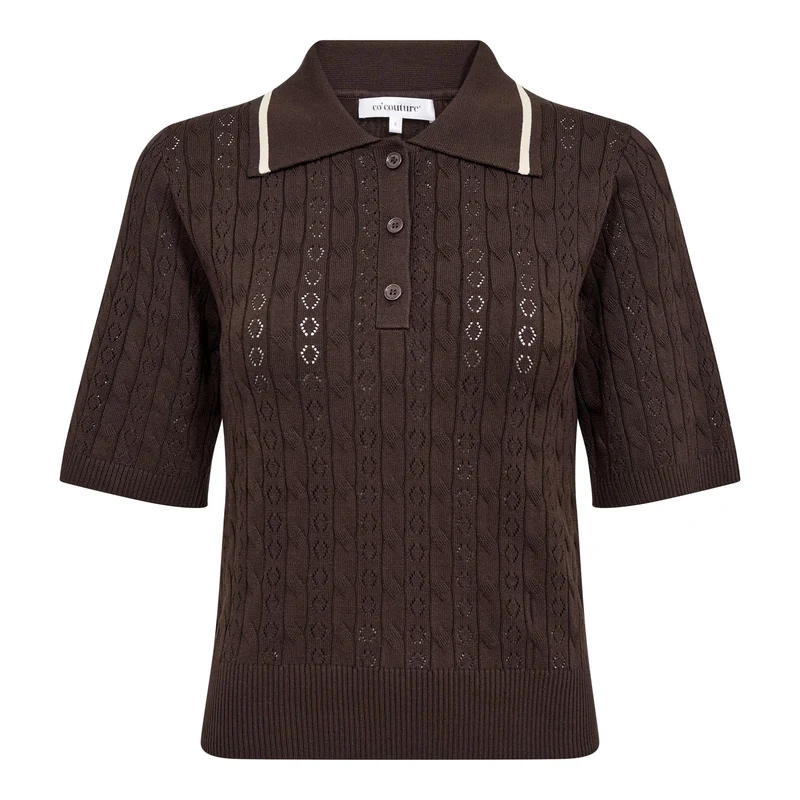 Co´Couture - Luecc Ss Polo Knit 500217 - 20003 - Dark Brown
